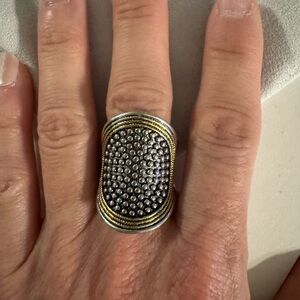 Textured Dome Cocktail Ring in Two-Tone Metal